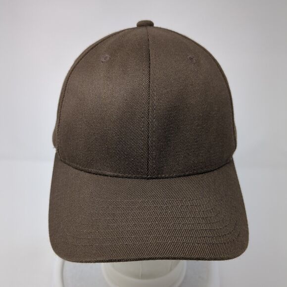 Yupoong Fitted Hat Brown Large-XL Flexfit Solid Blank 6 Panel Outdoor - Picture 2 of 8